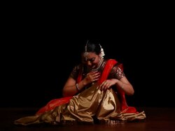 Woman performing Kathak dance on the stage  Stock Footage
