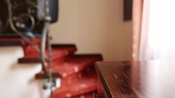 Young woman entering the hotel room. Stock Footage
