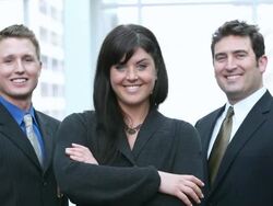  MS Business associates posing and smiling / Seattle, Washington, United States Stock Footage