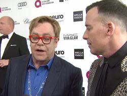 INTERVIEW - Elton John, David Furnish - Elton John AIDS Foundation Presents 22nd Annual Academy Awards Viewing Party Sponsored By Chopard, Neuro Drinks And Wells Fargo Stock Footage
