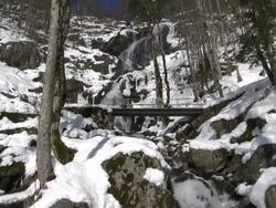 MS Shot of Todtnau waterfall at Schwarzwald in winter / Todtnau, Baden Wurttemberg, Germany  Stock Footage