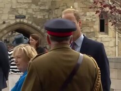Prince William talks to General Lord Dannatt Outside Tower of London News Clip