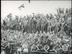 Soldiers return home after World War II. News Clip