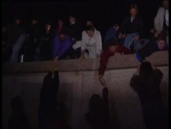 Fall of the Berlin Wall: border opening reactions Stock Footage