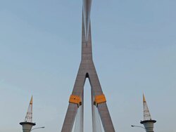 HD Timelapse:Rama VIII Bridge evening at Bangkok city. Stock Footage