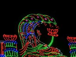 MS ZO View of gateway decorating with decorative lights on Krishna Janmashtami, Huda Gymkhana Club, Sector 29 / Gurgaon, Haryana Stock Footage