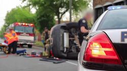 Traffic Car Accident and Police Car Stock Footage