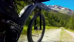 POV Riding Electric Mountainbike In Alpine Landscape Stock Footage