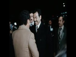 SYND 3 1 76 LYBIAN PRIME MINISTER ABDESSALAM JALLOUD GREETED IN BAGHDAD BY SADDAM HUSSEIN News Clip