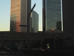 Last Sunlight illuminating High Rise Buildings of West Shinjuku, Tokyo, Japan Stock Footage