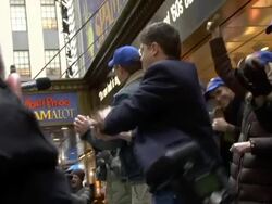 First Anniversary of Monty Python's 'Spamalot' Celebration with World's Largest Coconut Orchestra Stock Footage