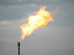 Natural Gas Flare Stack from Oil Well Stock Footage
