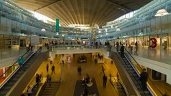 Center of New Industries and Technologies or CNIT building, interior,  La Defense, Paris, France - Time lapse Stock Footage