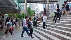 Many people rush to work in the morning Stock Footage