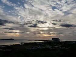 View of sunrise at the Seongsanilchulbong Sunrise Peak Stock Footage