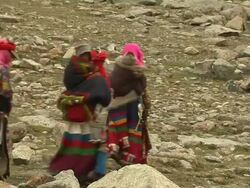 Block Shot Women Walking Lhasa Tibet China Stock Footage