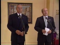 Ivanov and Powell presser in Rome on missile defence. News Clip