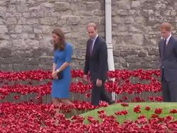 Duke and Duchess of Cambridge visit WW1 Poppies at Tower of London News Clip