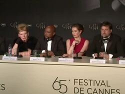INTERVIEW: Nanni Moretti, Andrea Arnold & Raoul Peck on Carlos Reygadas' film at Winners Press Conference: 65th Cannes Film Festival on May 27, 2012 in Cannes, France (Footage by WireImage Video/Getty Images) Stock Footage
