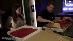 Seth Rogen Pairs Up With James Corden to Surprise L.A. Residents With Pizza | THR News News Clip