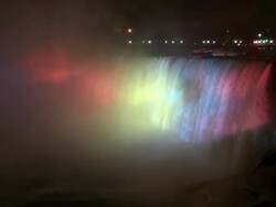 HD: Illumination light of Horseshoe Niagara Falls, Ontario, Canada Stock Footage
