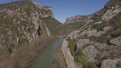 Spain, Burgos, Las Merindades. Southern access through La Mazorra narrow Stock Footage