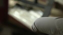 Groom sitting in chair during being hairdressed Stock Footage