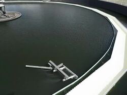 Waste Water Treatment Plant Clarifier Tank with Skimmer Stock Footage