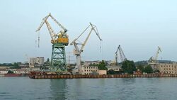 general view of shipyard Stock Footage