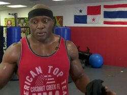 MMA fighter Bobby Lashley interview before Bellator 138 Stock Footage