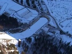 Ski jump in Planica from air Stock Footage