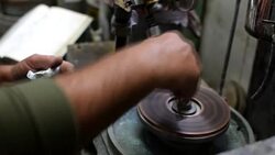 Gemstones grinding,Faceting machine Stock Footage