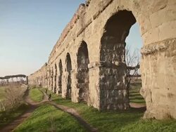 The Roman Aqueduct at Parco degli Acquedotti Stock Footage