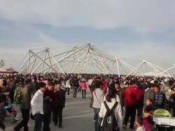 WS Crowd walking in 2011 International Horticultural Exposition/xian,shaanxi,China Stock Footage