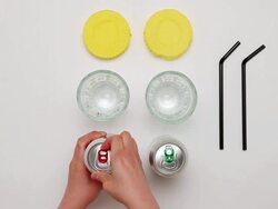 MS Human hand pouring beverage in glass and cleaning can / Seoul, South Korea Stock Footage