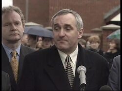N. IRELAND: IRISH PRIME MINISTER AHERN LAYS WREATH AT MEMORIAL News Clip