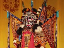 MS TS Artist performing Beijing opera in traditional theatre AUDIO / xi'an, shaanxi, china Stock Footage