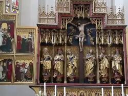 Rothenburg ob der Tauber, Saint Jacob's church, the main Altar, Altar of the Twelve Apostles Stock Footage
