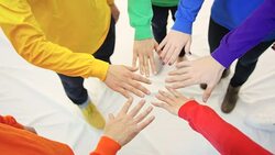 Gay pride group standing in unity with close up of hands Stock Footage