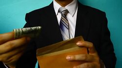 businessman hand hold dollar banknote Stock Footage