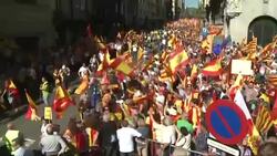 CLEAN : Protesters rally against Catalan independence in Barcelona News Clip