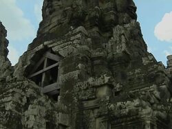 Tilt Up Shot Bay On Temple Architecture Siem Reap Cambodia Stock Footage