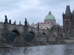 MS People walking on charles bridge / Prague, Hlavni mesto Praha, Czech Republic Stock Footage