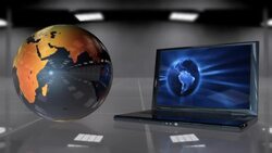 Images of a spinning laptop and globe transition to reverse exposure. Stock Footage