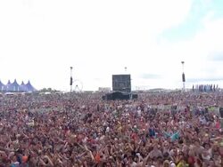 M/S EXT Concert Crowd Festival Day Jumping Stock Footage