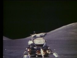 Lunar module blasting off from Moon Stock Footage