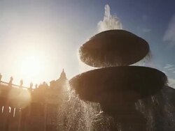 Fountain at Saint Peter Square in Vatican, Rome Stock Footage