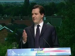 George Osborne, Shadow Chancellor, speech to The Conservative Party Conference 2009 Stock Footage