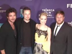 Director Bryn Mooser, executive producer Elon Musk, executive producer Olivia Wilde and director David Darg of the film 'Baseball in the Time of Cholera' at 2012 Tribeca Film Festival - Shorts Program: Help Wanted  Stock Footage
