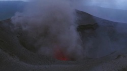 Aerial footage of Mt Yasur volcano erupting Stock Footage
